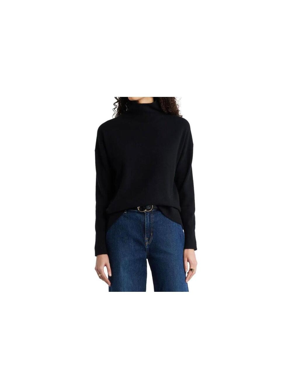 NEW, Nordstrom Turtleneck Cashmere Boxy Sweater in Black Size S  #S7605